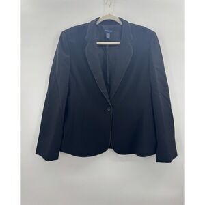 VTG Ann Taylor Black Blazer 16 Cord Rope Trim Minimalist Office Business Classic
